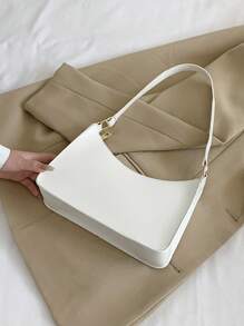 Fashionable And Simple Shoulder Armpit Baguette Bag - White - View 3