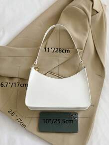 Fashionable And Simple Shoulder Armpit Baguette Bag - White - View 2