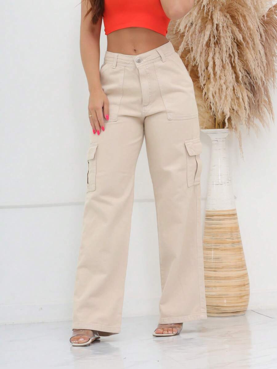 Women Jeans - 杏色 - 查看 1