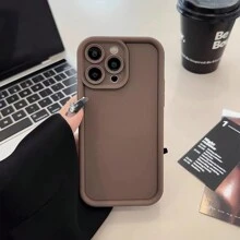 基本款手机壳 1 件简约纯色梯形手机壳，简约别致的设计，适用于男女通用的 iPhone X/11/12/13/14/15/16/Pro/Max/Plus/XR 保护套，哑光黑色、白色、酒红色、棕色 - 巧克力棕 - 查看 2