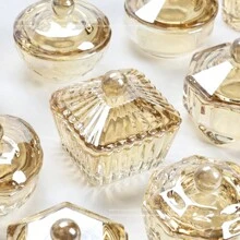 Nail Art Amber Champagne Glass Crystal Liquid Cup With Lid And Asymmetric Decorations Nail Brush Cleaner Cup - Champagne - View 4