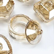 Nail Art Amber Champagne Glass Crystal Liquid Cup With Lid And Asymmetric Decorations Nail Brush Cleaner Cup - Champagne - View 3