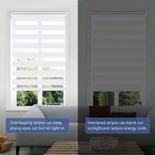 LUCKUP Cordless Zebra Blinds Roller Shades For Window Day And Night Blind Dual Layer Light Filtering Shade Light Control Room Darkening Horizontal Window Treatment, Black, White - 白色 - 查看 3