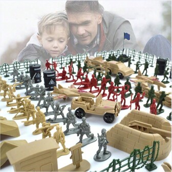 Juego de 260 juguetes de plástico que incluye soldados, base, figuras de acción, aviones, coches, escenas en miniatura, perfecto para niños y niñas