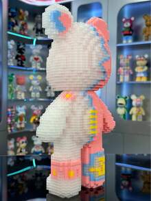 3680pcs DIY Mini Building Blocks Model Kit, Puzzle Assemble Broken Heart Bear, High-Quality Material With Assembly Hammer, Creative Toy Gift Room Decoration - Pink - View 8