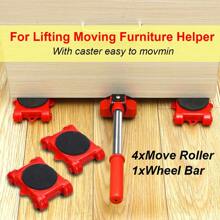 5-Piece Set Stainless Steel + ABS Furniture Moving Tools, Sofa & Bed Mover, Single Person Durable Wheels With Strong Load-Bearing, Multifunctional Heavy Duty Mover For Home