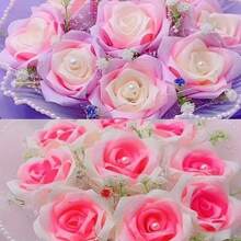 1 a 5 piezas de cinta de satén, para decoración de flores de rosa DIY, envolver regalos - Cinta moño para fiesta de boda