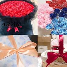 1 a 5 piezas de cinta de satén, para decoración de flores de rosa DIY, envolver regalos - Cinta moño para fiesta de boda