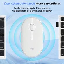 Logitech PEBBLE Laptop Tablet Computer Mouse Wireless Bluetooth Mouse Light And Thin Mute Office Battery Usb Mini Mouse