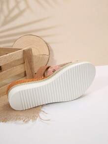 2024新款亮片楔跟女拖鞋 - 棕色 - 查看 4