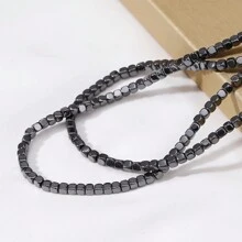 135 peças de Contas Quadradas de Hematita Eletrochapeadas de 3 * 3mm, Material de DIY com Pedras Pretas para Pulseiras, Tornozeleiras, Colaretas e Brincos Femininos, Acessórios de Jóias