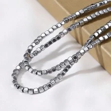 135 peças de Contas Quadradas de Hematita Eletrochapeadas de 3 * 3mm, Material de DIY com Pedras Pretas para Pulseiras, Tornozeleiras, Colaretas e Brincos Femininos, Acessórios de Jóias