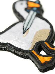 2 piezas Divertidos parches tácticos de patos, pato con cuchillo y parche de gancho y bucle explosivo, parche bordado para mochilas, chalecos de perro, sombreros, chaquetas, jeans. - Blanco - Ver 5