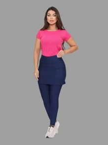 Women Outdoor Leggings - Blue - View 1