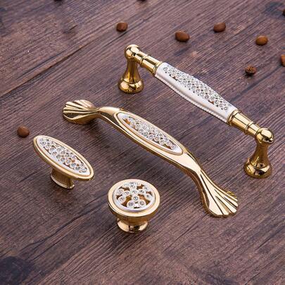1pc Solid Zinc-Alloy Cabinet Door Handle,Diamond Modern Style Golden Pulls Cabinet Drawer Dresser Handles, Polished Finish