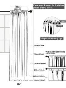 Rèm Sheer một tấm chần sợi chắc chắn, Rèm Polyester hiện đại lọc ánh sáng riêng tư cho phòng khách và phòng ngủ - trắng - Xem 2