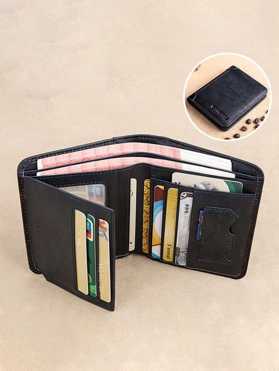 Men's Wallets RFID  Leather Trifold Wallets For Men With ID Window And Credit Card Holder