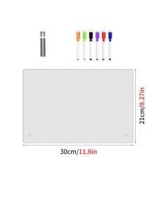 透明亞克力垂直週刊及月刊記事本，可重複使用並擦拭 (附6隻隨機顏色白板筆，黑板附2隻如圖所示的白板筆)