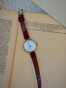1 Miếng Retro Giải trí Tròn Phong cách ins NỮ Đồng hồ , Hàn Quốc Phong cách Đơn giản Và Dễ thương Đồng hồ thạch anh Với Khuôn viên đại học Gió Thiết kế , Thích hợp Đối với Sinh viên Mặc hàng ngày - màu nâu - Xem 8