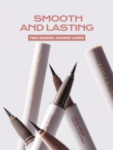 MISTINE 2支装0.5毫升防水液体眼线笔，防晕染棕色液体眼线笔，精准灵活笔尖，超顺滑配方，速干棕色眼线笔，无动物实验且纯素 - 01黑色*2 - 查看 2