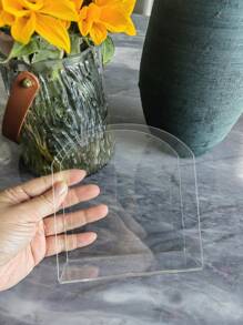 1pc Clear Napkin Holder, Simple Geometric Shaped Clear PMMA Tissue Holder For Desk - Clear - View 4