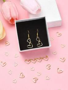 20入組2款銅心形吊墜，DIY首飾製作配件，可用於耳環，手鍊和項鍊 - 金黃色 - 查看 5