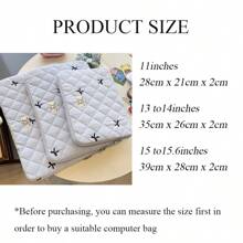 1 szt. Ins urocza torba na tablet Lingge z haftowaną kokardką torba do przechowywania laptopa pełna dziewczynek serc - Wielokolorowe - Zobacz 10