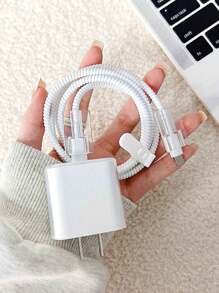 iPhone 15 Bộ sạc Loại vỏ , Bộ bảo vệ cáp dữ liệu , Trong suốt Đầu sạc Che phủ , Sức lực Bộ chuyển đổi Năm mảnh Bộ - Trong sáng - Xem 1