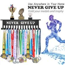 1pc Trophy And Medal Display Hook, Suitable For Storing Sports Medals And Ribbons, Wall Mounted Medal Rack - Black - View 3