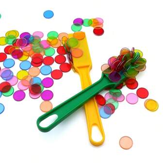 MuTongXB 1 pezzo Bacchetta magnetica da bingo con 100 dischetti metallici, schede di conteggio, pedine in plastica con anello metallico, strumento STEM per istruzione ed educazione, per contare e ordinare, attività scientifiche ed educative