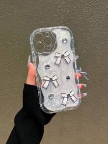 Ốp lưng điện thoại chống rơi đính đá Rhinestone Bowknot Drip Glue tương thích với Apple 14 Pro Max / 13 Bestie / 15 với vẻ ngoài cực kỳ hấp dẫn 12 / 12 Pro / 11 với cảm giác thanh lịch 13 Pro Max Goddess 13 Pro / New XR - trắng - Xem 6