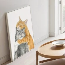FajerminArt 1入組畫布海報印刷畫，貓咪擁抱戀愛藝術品，結婚週年紀念日、送給妻子的禮物、婚禮禮物、友誼禮物，牆壁裝飾，家居室內裝飾藝術品，無框 - 彩色 - 查看 6