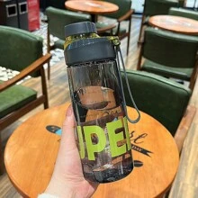 670毫升刻度設計水瓶，帶過濾器的直飲嘴，矽膠手柄帶設計，運動健身必備配件 - 黑色 - 查看 5