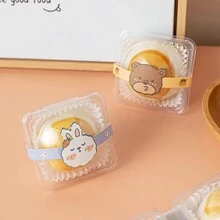 10入組有蓋方形透明塑料盒，適用於蛋黃酥、月餅和青團包裝，家庭DIY烘焙包裝箱 - 透明 - 查看 2