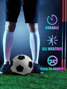 No. 5 Football Pvc Machine Sewn Pu Soccer Ball For Adults, Soccer Ball For Training And Game, Kick Ball For Backyard, Park, And Beach - Black and White - View 4