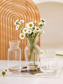 1pc Handmade Glass Striped Decoration Vase, Vintage Home Decor Ornament, Transparent Indoor Flower Vase Decoration, Suitable For Indoor, Living Room, Four Seasons Available Room Decor Glass Vase