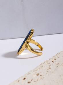 1入石頭鮑魚殼金屬時尚百搭優雅指環，適用於女性日常穿著