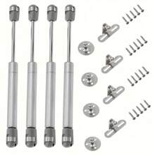 Thanh đỡ bằng khí nén, Thanh nâng bằng khí nén 10 inch, Thanh đỡ cửa tủ đồ nội thất, Thanh đỡ lò xo nâng bằng khí nén thủy lực, Giá đỡ thanh nâng cửa tủ, Bộ 4 thanh đỡ cửa tủ, 100N/22,5lb (10 inch) - Bạc - Xem 8