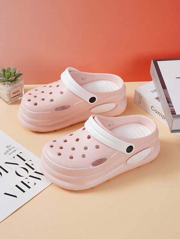 1 paire de sandales mignonnes à deux couleurs épaisses anti-dérapantes en EVA pour filles, adaptées à l&apos;été