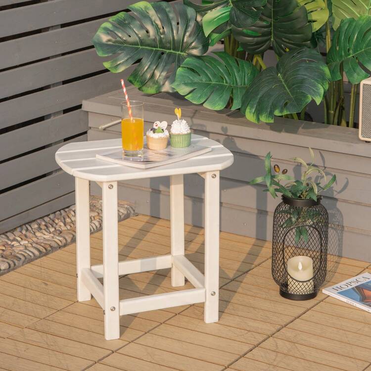 48 X 37 X 46 Cm Outdoor Side Table, Weather-Resistant HDPE Adirondack Table, Patio End Table, Small Rectangular Patio Table For Garden, Poolside, Backyard - White - View 5