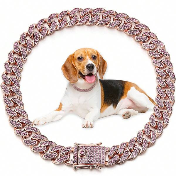 Collar de cadena de oro para perros con estrangulador de enlace de cadena de mascotas con diamantes de imitación para perros, gatos y cachorros, collar de joyería de lujo para mascotas, accesorio para mascotas