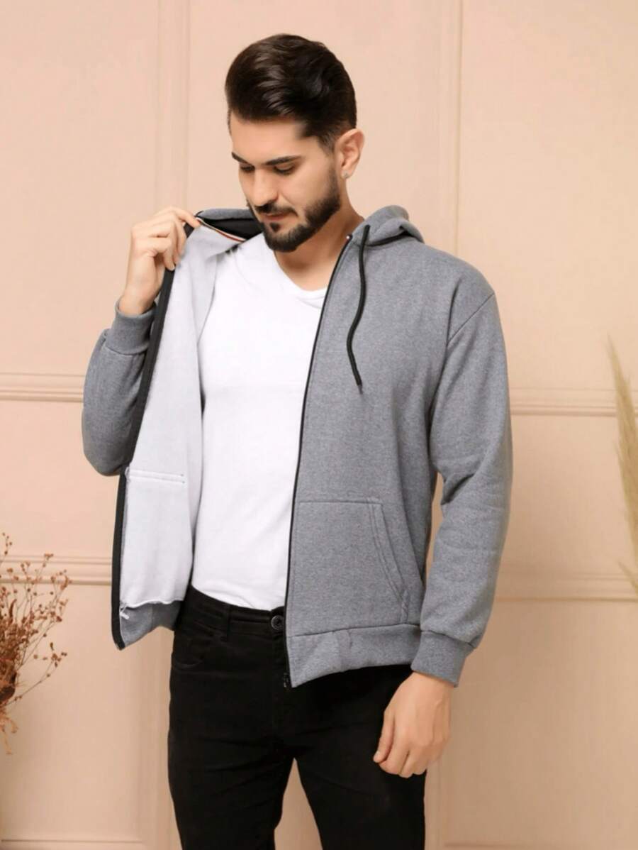Men Zip-Up Hoodies - Gris Claro - Ver 1