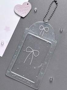 1 pezzo Set di carta di cuore trasparente rosa cartoon love in PVC per ragazze studentesse, set di carte da gioco piccole a caso con contenitore per carte