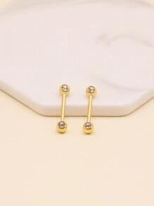 2pcs/Set Fashionable Nose Rings, CZ Barbell Rings, Stainless Steel Material, Unisex, No Piercing Required