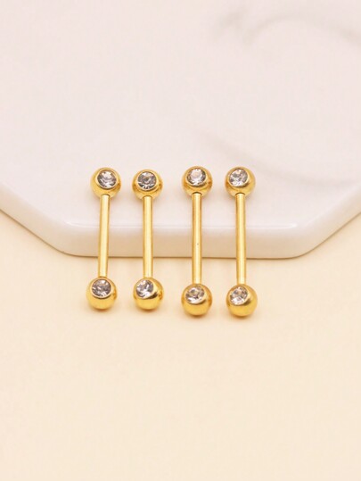 2pcs/Set Fashionable Nipple CZ Barbell Ring Stainless Steel For Women & Men No Piercing Needed Septum Body Jewelry