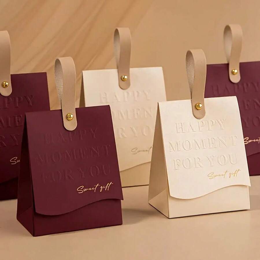 Conjunto de 10 cajas de regalo de dulces creativas, cajas de dulces de mano, bolsas de dulces, cajas de regalo de dulces, cajas de papel decorativas, cajas vacías para regalos de bodas y fiestas - Burdeos - Ver 1