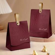 Conjunto de 10 cajas de regalo de dulces creativas, cajas de dulces de mano, bolsas de dulces, cajas de regalo de dulces, cajas de papel decorativas, cajas vacías para regalos de bodas y fiestas - Burdeos - Ver 3