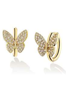 1對兒童漂亮立體方形氧化鋯蝴蝶耳環，適用於女孩日常裝飾派對飾品、生日禮物 - 1# - 查看 2