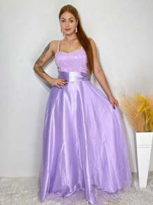 vestido longo de festa alca renda brilhoso