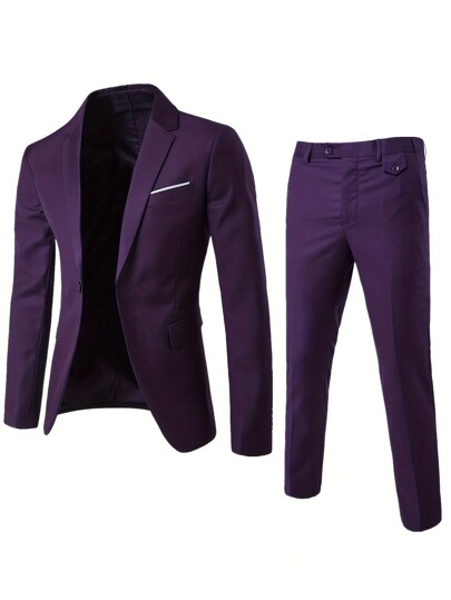 Men Lapel Collar Four Seasons Suit Set